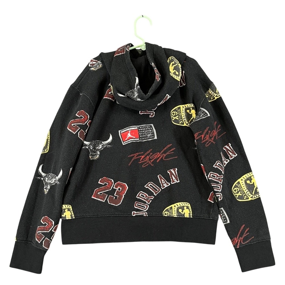 Jordan Brand Fleece Hoodie Kids M All Over Print Championship Ring Basketball